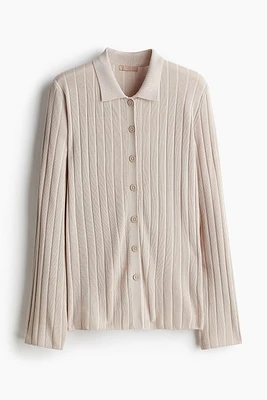 Rib-knit Button-front Top