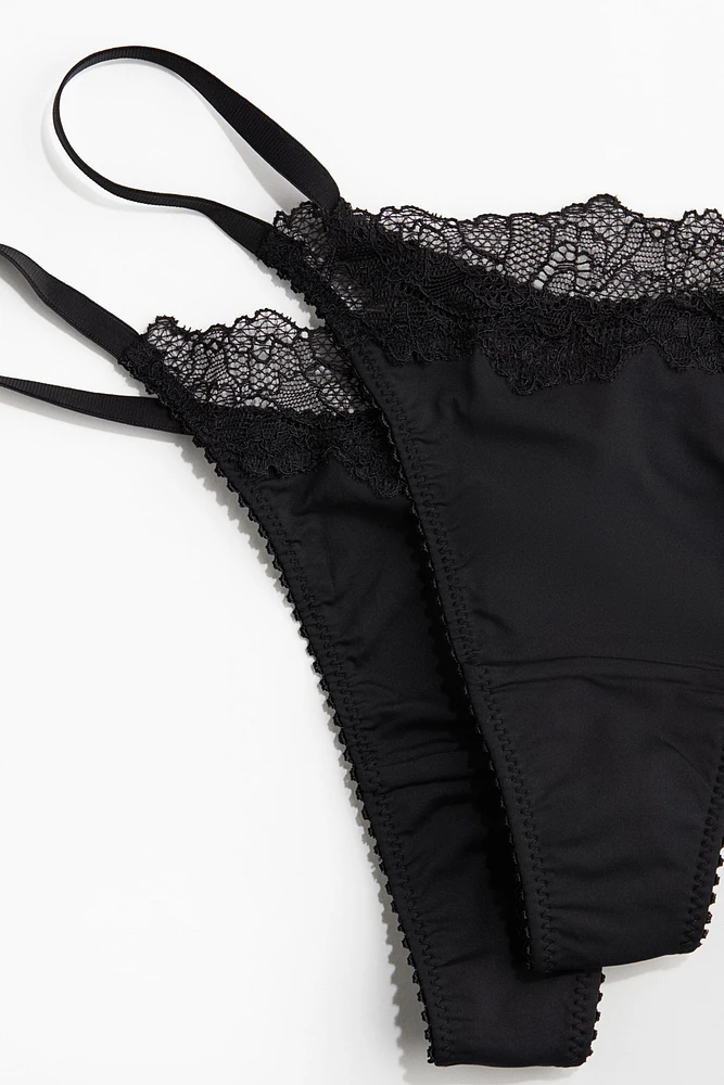 2-Pack Microfiber and Lace Thong Briefs
