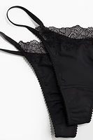 2-Pack Microfiber and Lace Thong Briefs