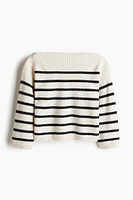 Purl-Knit Boat-Neck Sweater