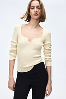 Rib-knit Sweetheart-neckline Top