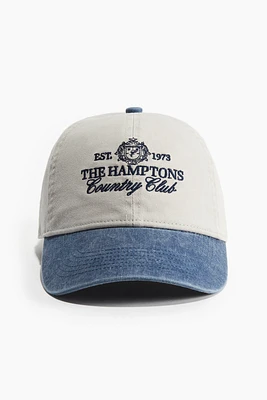 Embroidered-motif Twill Cap