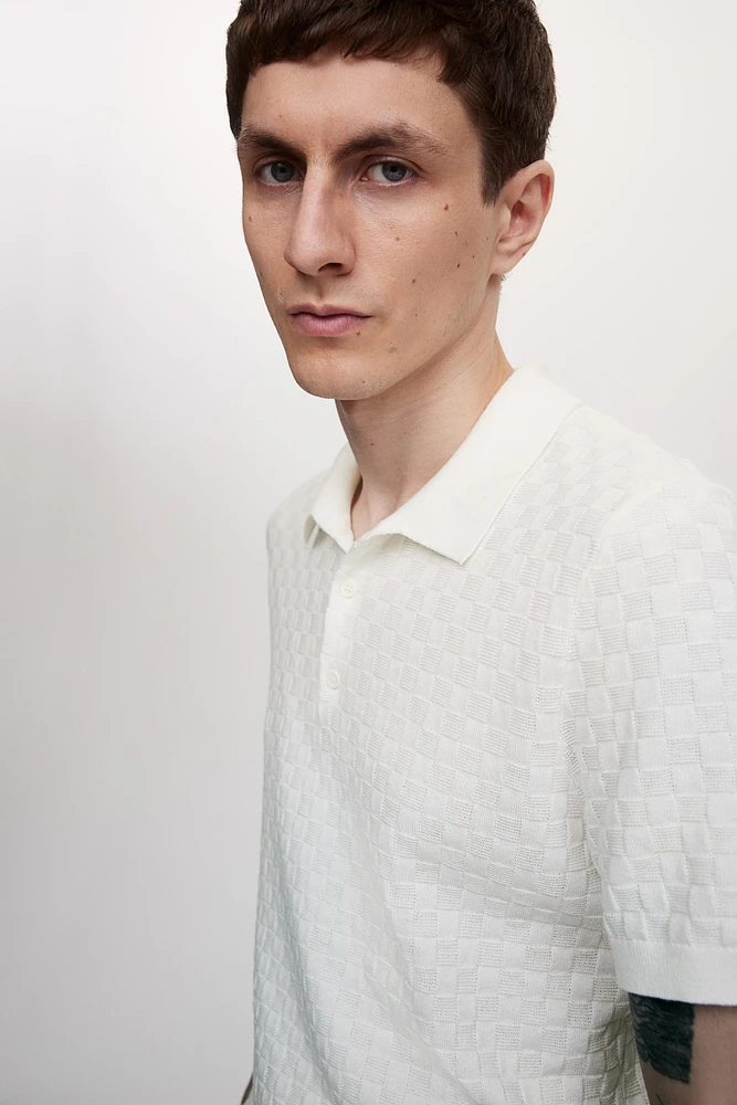 Slim Fit Textured-knit Polo Shirt
