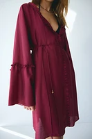Trumpet-Sleeved Tunic Dress