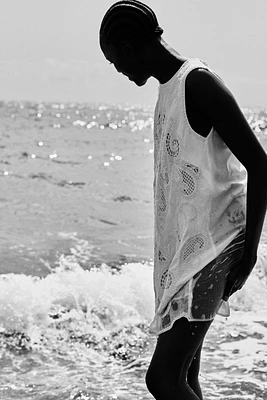 Eyelet-Embroidered Shift Dress