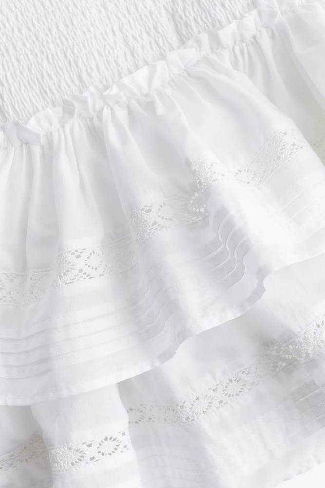 Lace-Inset Tiered Skirt