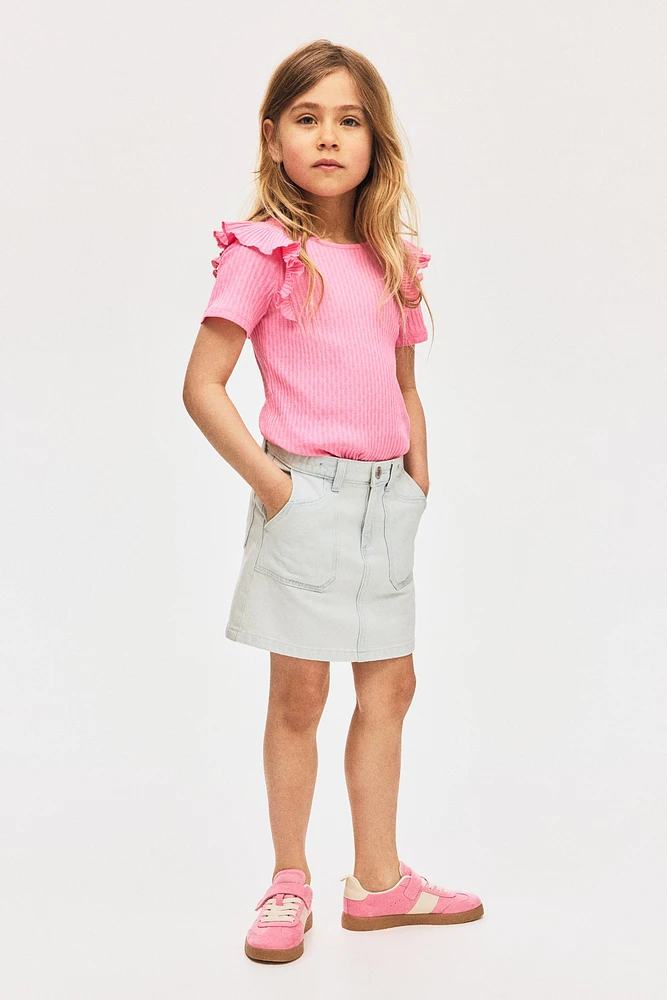 Flounce-Trimmed Cotton Top