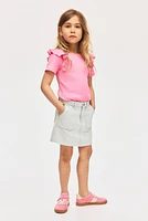 Flounce-Trimmed Cotton Top
