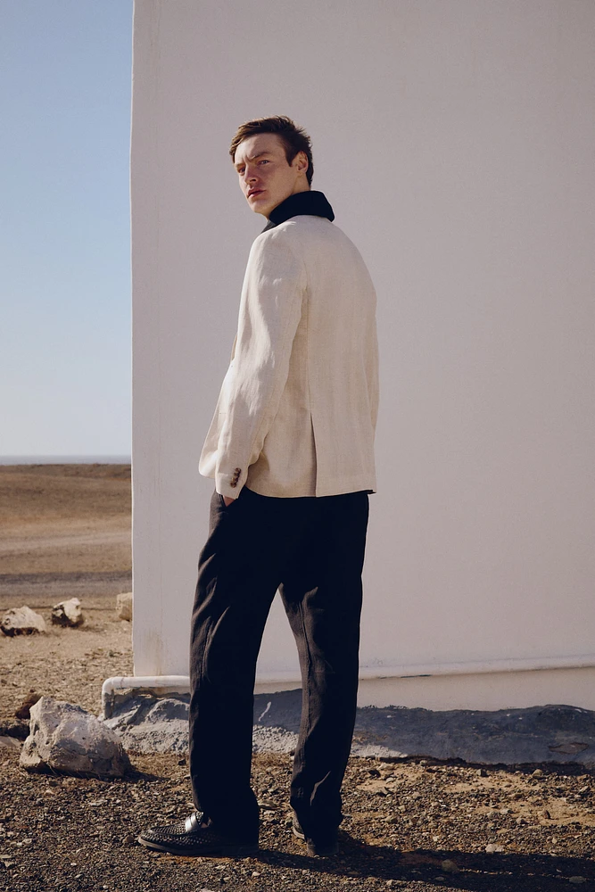 Regular-Fit Linen-Blend Pants