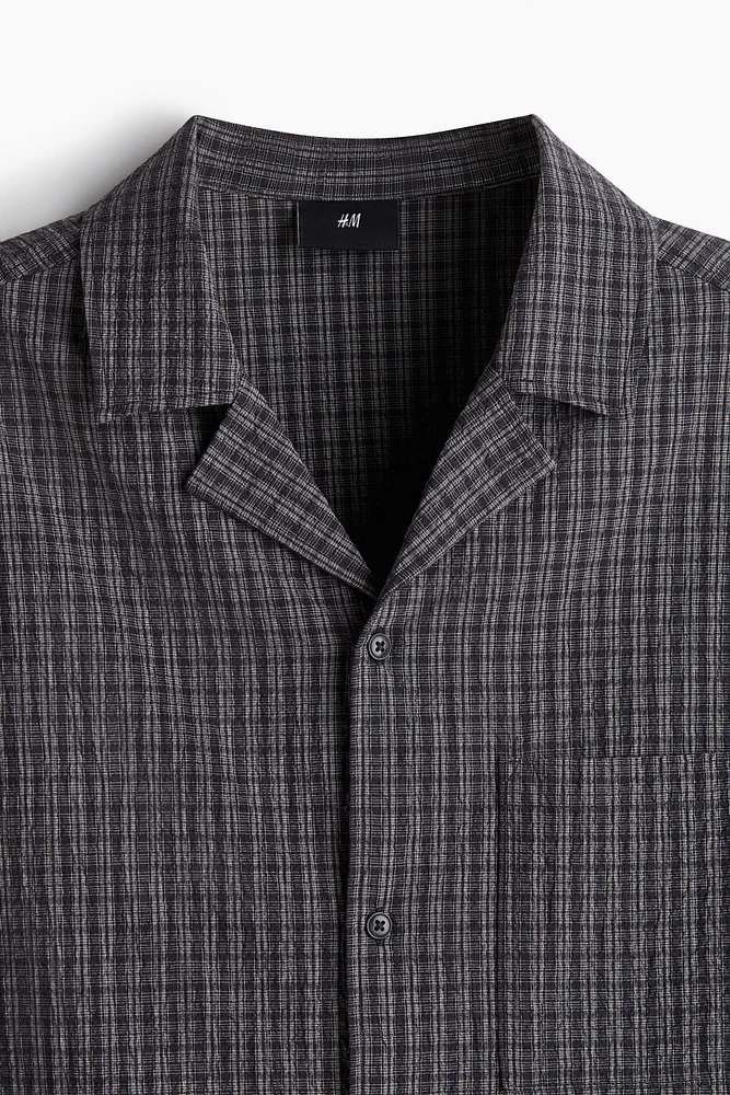 Chemise ample en seersucker avec col cubain