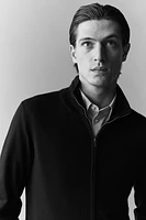 Slim Fit Merino Wool Cardigan with Zipper