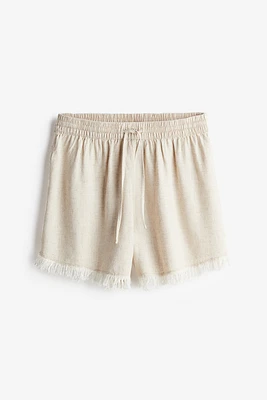 Short en lin mélangé avec taille élastique