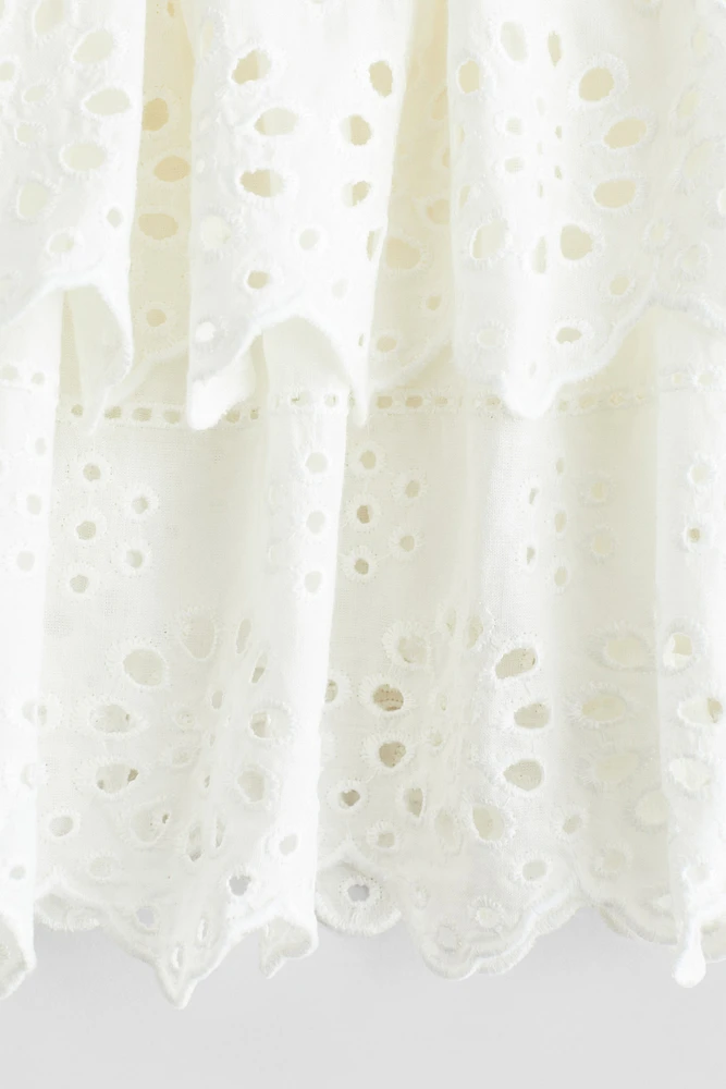 Tiered Eyelet Embroidery Skirt