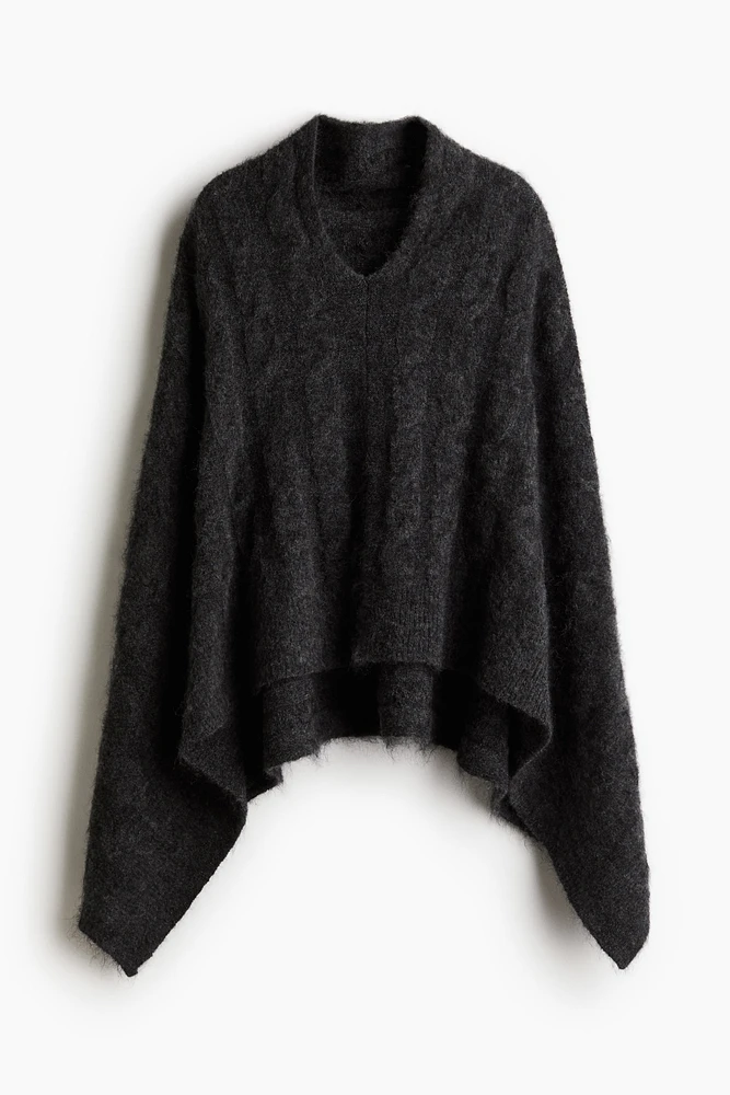 Mohair-Blend Cable-Knit Cape