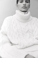 Cable-Knit Turtleneck Sweater