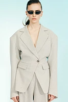 Wool-Blend Wide-Shoulder Blazer