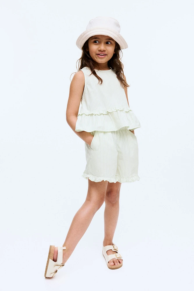Ruffle-Trimmed Cotton Shorts