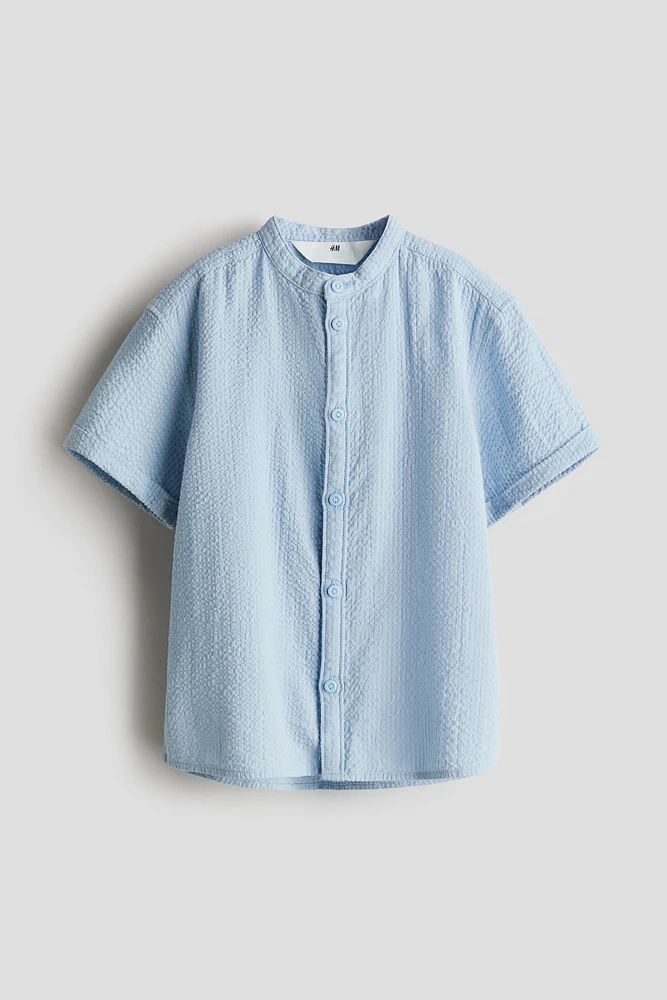 Short-sleeved Band-collar Shirt