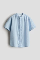 Short-sleeved Band-collar Shirt