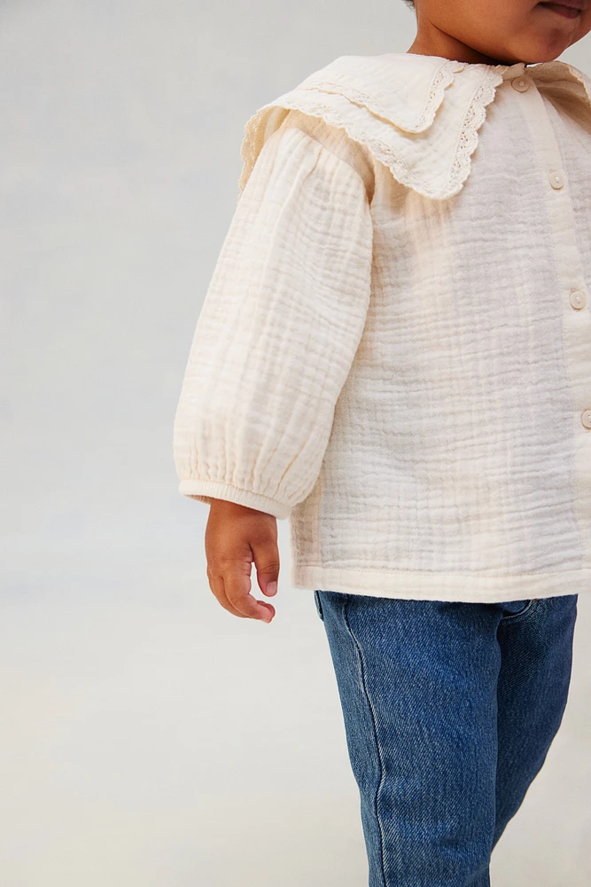 Lace-Trimmed Muslin Blouse