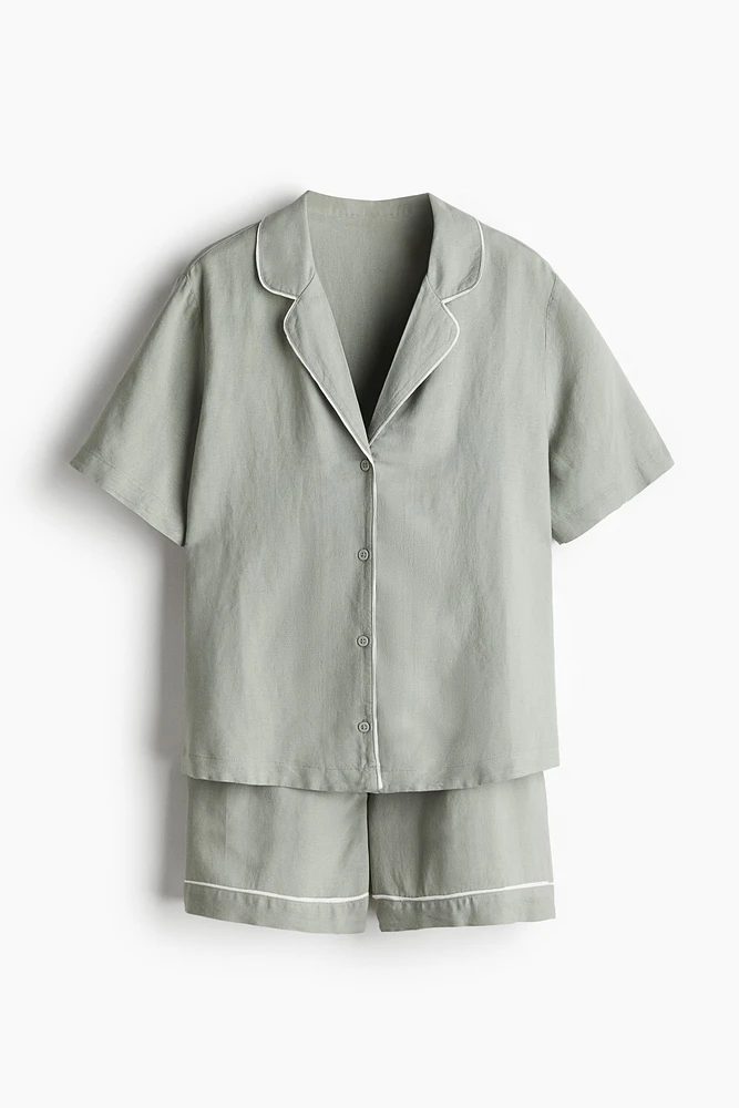 Linen-Blend Pajamas