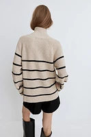 Rib-knit Half-zip Sweater