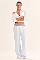 Linen-Blend Drawstring Pants