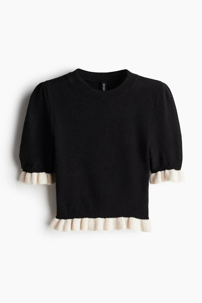 Ruffle-Trimmed Knit Top