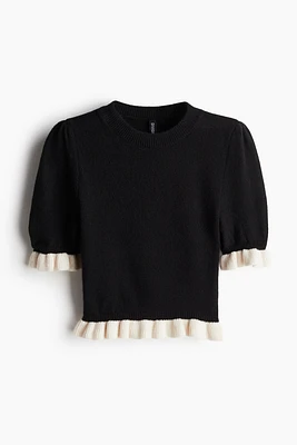 Ruffle-Trimmed Knit Top