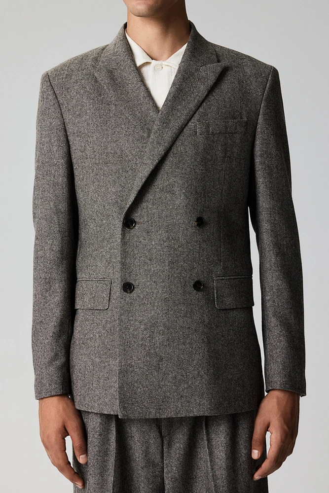 Regular Fit Wool-Blend Double-Breasted Jacket