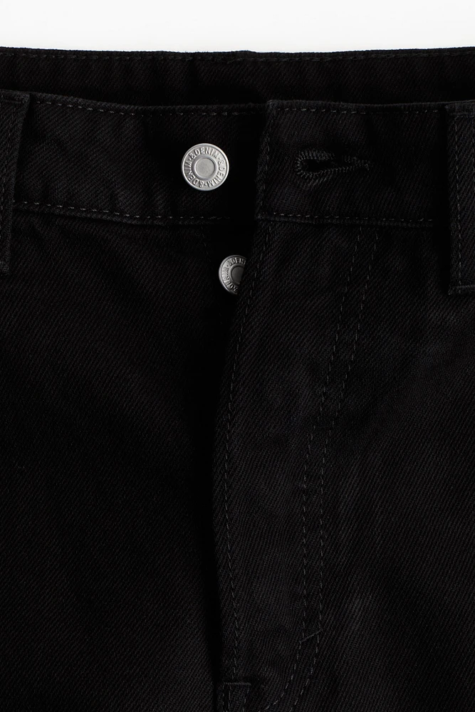 High-Waist Knee-Length Denim Shorts