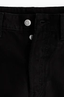 High-Waist Knee-Length Denim Shorts