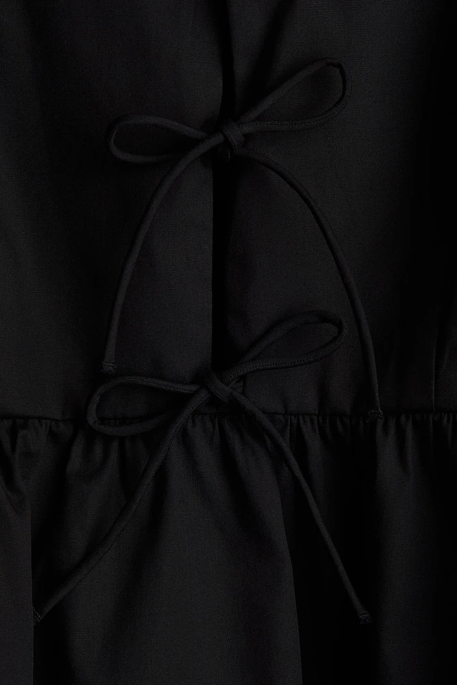 Tie-Detail Poplin Dress