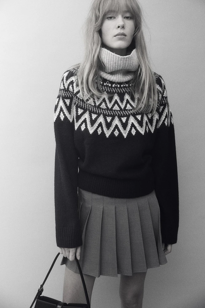 Jacquard-Knit Turtleneck Sweater