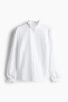 Ruffle-trimmed Oxford Blouse