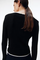 Rib-knit Boat-neck Top