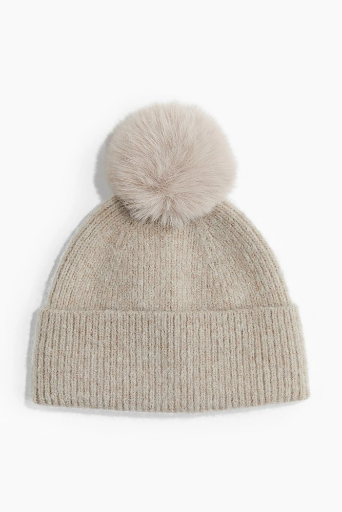 Rib-knit Pompom Hat