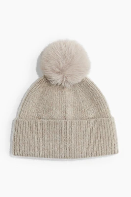 Rib-knit Pompom Hat