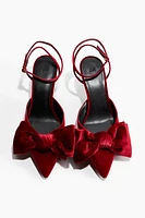 Bow-Detail Velour Pumps