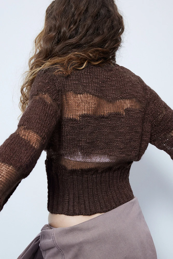 Sheer-Panel Sweater