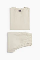 Linen-Blend Pajama T-Shirt and Shorts