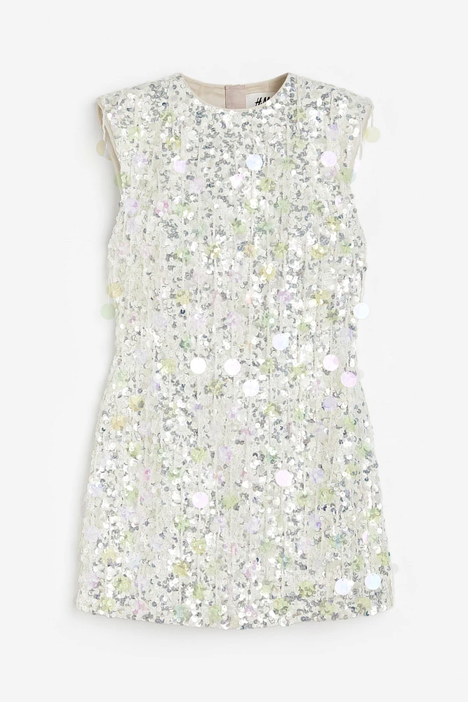 Sequined Linen-blend Mini Dress