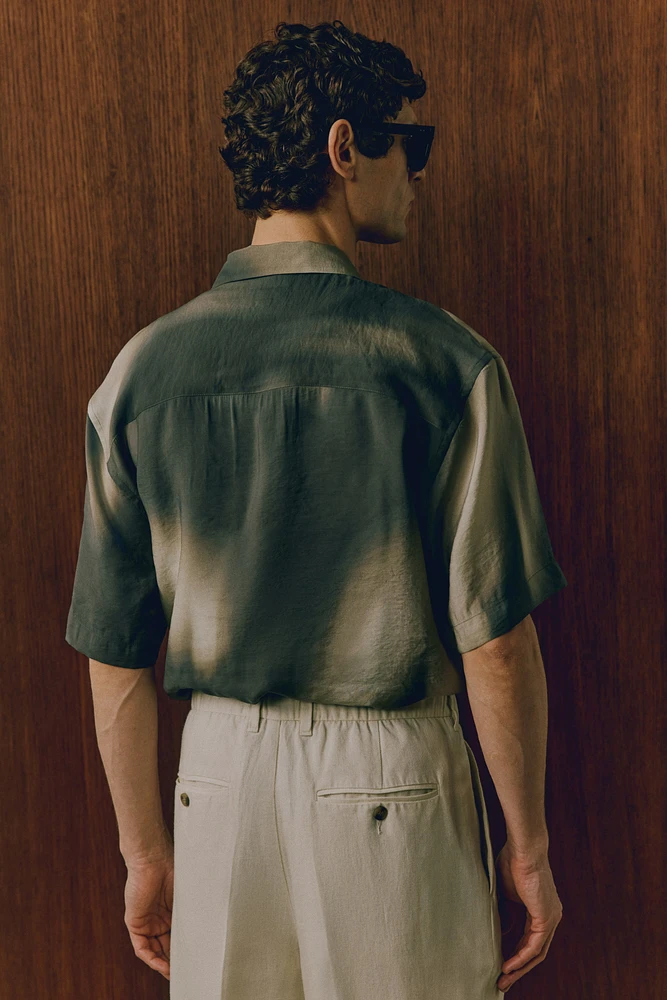 Chemise classique à col cubain en modal mélangé