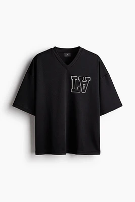 Oversized Fit Printed Mesh T-shirt