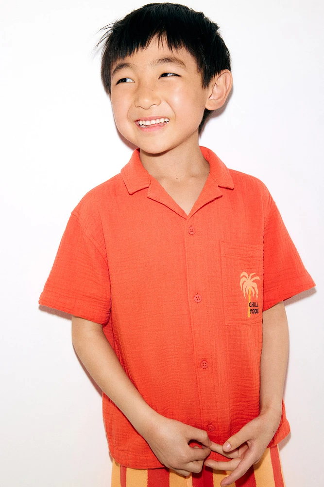 Cotton muslin resort shirt