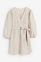 Linen-blend Wrap Dress