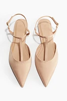 Pointed satin sandals