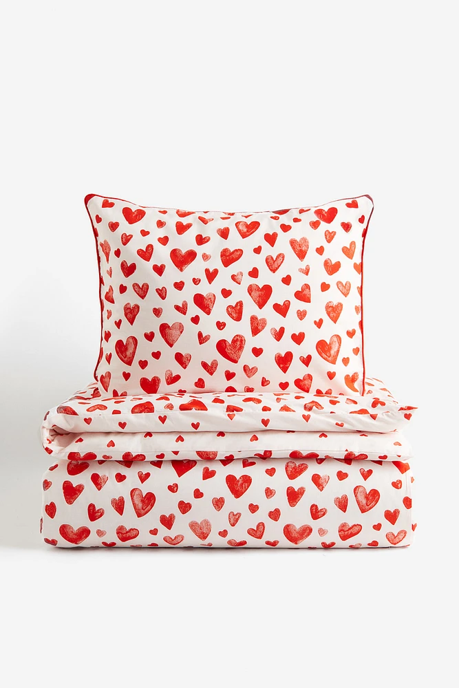 Heart-patterned Twin Duvet Cover Set