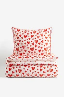 Heart-patterned Twin Duvet Cover Set