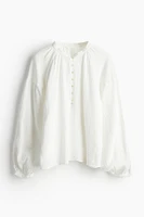 Balloon-Sleeved Muslin Blouse